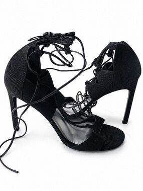 Stuart Weitzman Black Goosebump Strappy Stiletto